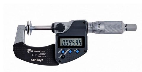 Mitutoyo Digimatic Disk Micrometer 0 - 1"/25mm x .00005"/0.001mm IP65 Coolant Proof