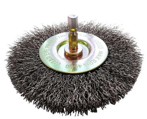 Brush Wheel CR 100x13mm 6.3mm Hex Spindle 0.3mm