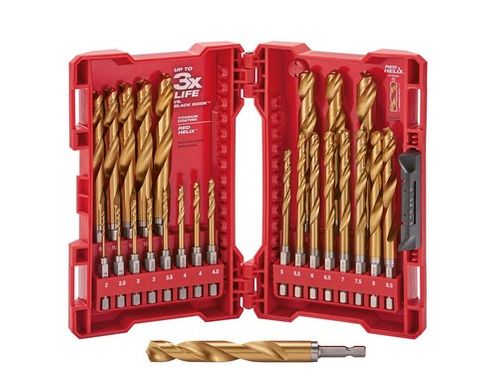 2-13mm x 0.5mm ShockwaveRed Helix Titanium Metric Drill Bit Set 25pc - Milwaukee