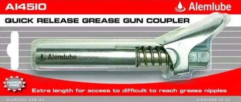 Quick Release Extra Long Grease Coupler - Alemlube