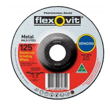 125 x 6.8 x 22.23 A30T Metal/Mild Steel  Depressed Centre Grinding Disc - Flexovit