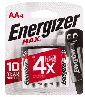 Energizer Alkaline Battery Max AA 4 pK