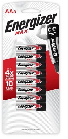 Energizer  Max AA Alkaline Battery  8 Pack