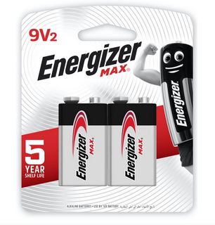 Energizer  Max 9v Alkaline Battery 2Pk