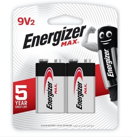 Energizer  Max 9v Alkaline Battery 2Pk