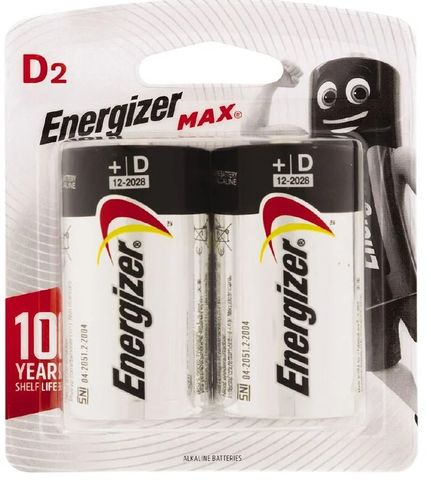 Energizer Max D Alkaline Battery 2Pk