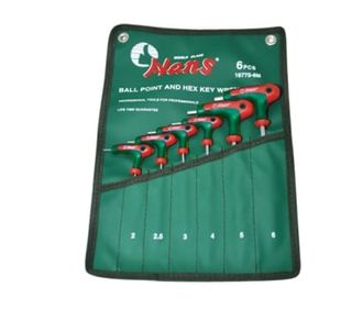 5/16"-1/2"  9 piece Colory Handle Ball End Hex Key Set - Handy Pouch - Hans..5/64'',3/32'',1/8'',5/32'',3/16'',1/4'',5/16'',3/8'' & 1/2''