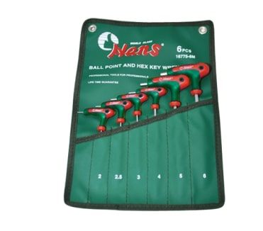 5/16"-1/2"  9 piece Colory Handle Ball End Hex Key Set - Handy Pouch - Hans..5/64'',3/32'',1/8'',5/32'',3/16'',1/4'',5/16'',3/8'' & 1/2''