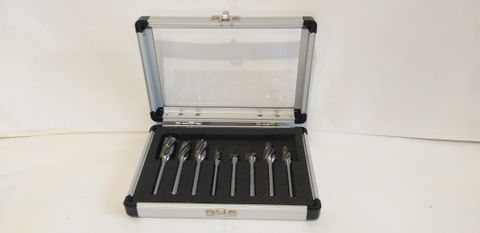 8 piece 6-12mm x 6mm Aluminium Cut Carbide Burr Set Aluminium Case