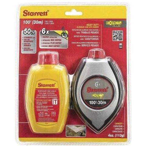 Starrett Reel-Fast Chalk Line/Chalk combo 30M/100ft Yellow