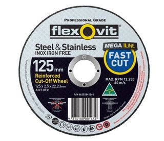 180 x 2.5 x 22 mm Flexovit Metal Cut-Off (Mega line) Wheels