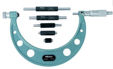 Mitutoyo Outside Micrometer Set 0-150mm x 0.01mm Interchangeable Anvils