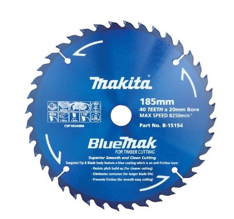 185mm 24T BlueMak TCT Circular Saw Blade For Timber - Makita