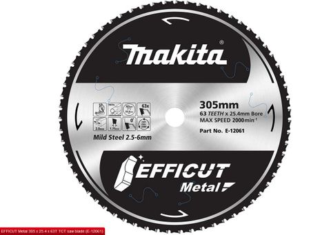 305mm 63T EFFICUT TCT Saw Blade Metal/Stainless Steel - Makita