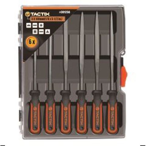 140 mm 6 piece Needle File Set complete with  Handle - Tactix