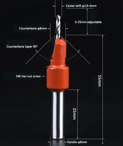 2.80mm Pilot  Drill x 10mm Counter Sink -  Drill Counter Sink Tool