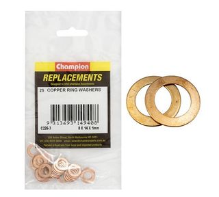 Champion M8 x 14mm x 1.0mm Copper Ring Washer -25pk