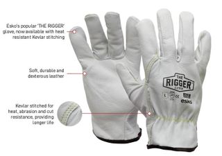 Natural Cowgrain 'A' grade Leather Rigger Glove with Kevlar stitching. Size Medium