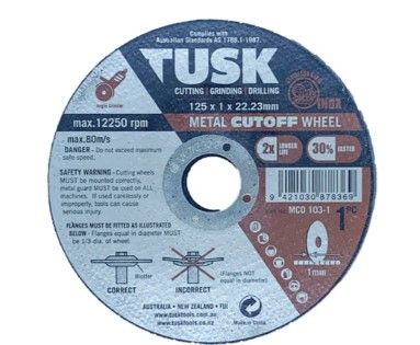 125 x 1 x 22mm Ceramic Abrasive Cut-Off Wheel 100 Pack - Tusk