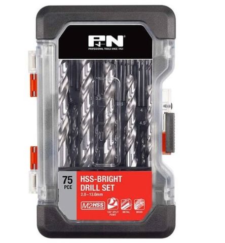 2-13mm 75Pce HSS Bright Jobber Drill Set - P&N