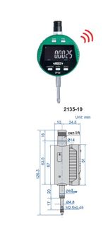 Insize 12.7mm/0.5"  "Bluetooth" Digital Indicator (accuracy 0.0005mm/0.00002")