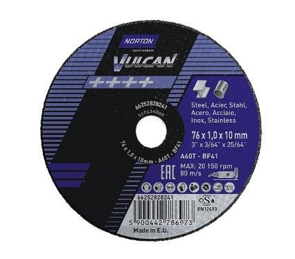 76 x 1.0 x 10 mm A60T Norton BlueFire Ultra-Thin Cut-Off Wheels