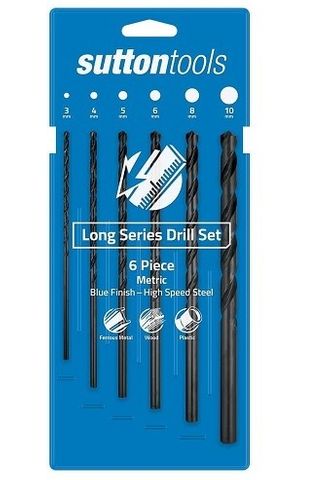 M3,4,5,6,8,10mm Long Series 6 piece Drill Set - Sutton