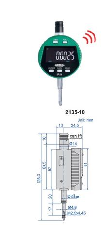 Insize 12.7mm/0.5"  "Bluetooth" Digital Indicator (accuracy 0.0005mm/0.00002")