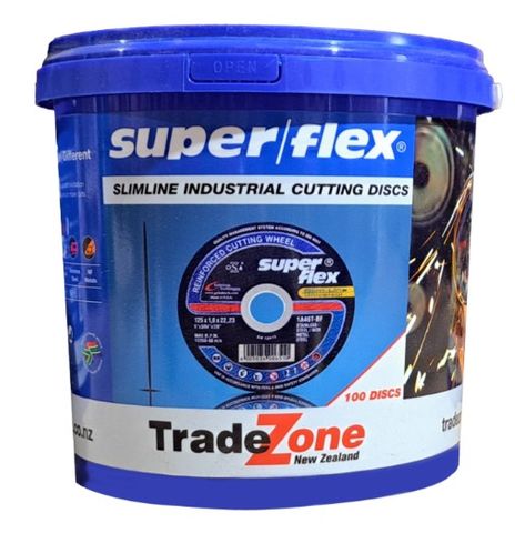 SuperFlex, Cutting Disc, 125mm x 1.0mm x 22.23mm, INOX, Industrial, 100pc Tub