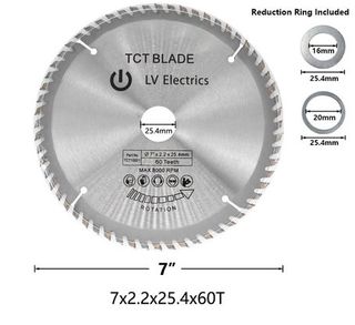 180 x 2.2mm x 60 tpi TCT HSS Circular Saw Blades -  Bore  25.4mm