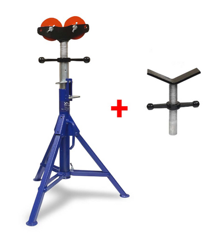 Pipe Stand With Roller Head & VHead Attachment