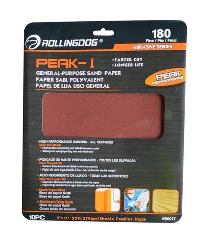 Sand Paper General Purpose 180 Grit 10 Sheets