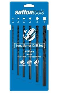 M3,4,5,6,8,10mm Long Series 6 piece Drill Set - Sutton