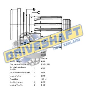 MS/S 1.125 X 26 SPLINE 2.500 X .065 (30MM BEARING)