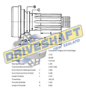 MS/S 1.125 X 26 SPLINE 2.500 X .083 (30MM BEARING)