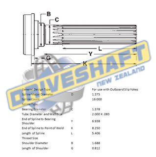 MS/S 1.375 X 16 SPLINE 2.000 X .083 (35MM BEARING)
