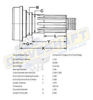 MS/S 26 X 1.125 SPLINE 2.500 X .083 (30MM BEARING)