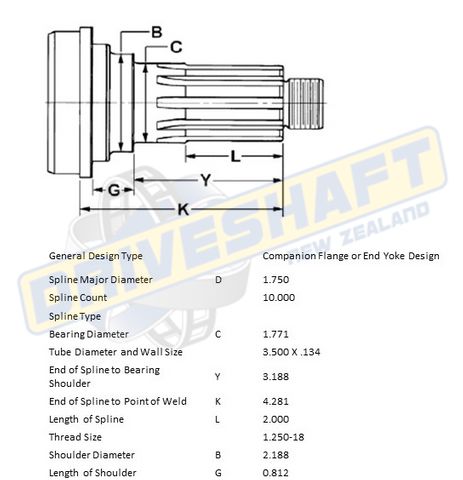 MS/S 10 X 1.750 SPL 3.500 X .134 (45MM BEARING)