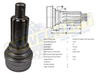 MS/S 10 X 1.375 SPLINE 35MM BRG 2.500 X .065 TUBE