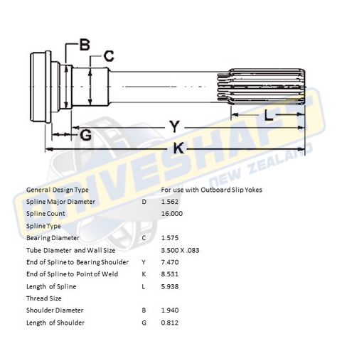 MS/S 16 X 1.562 SPL 3.500 X .083 (40MM BEARING)