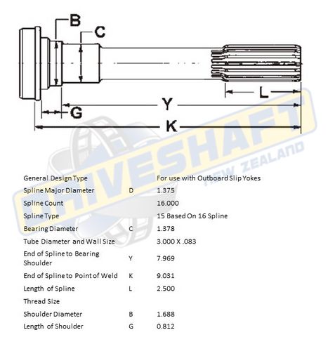 MS/S 16 X 1.375 SPL 3.000 X .083 (35MM BEARING)