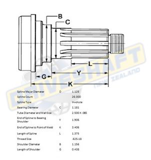 MS/S 26 X 1.125 SPLINE 2.500 X .065 (30MM BEARING)