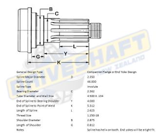 MS/S 46X2.350 SPL 4.500X.134/4.594X.180 TUBE 60MM BRG MERITOR SPI