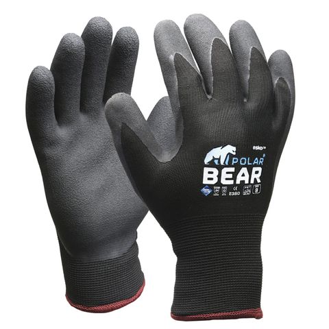 BLACK Polar Bear Thermal Double Lined Winter Glove, Size 10 (XL) Header Carded