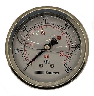 P Gauge 63mm 0-600kPA 100PSI BACK Entry
