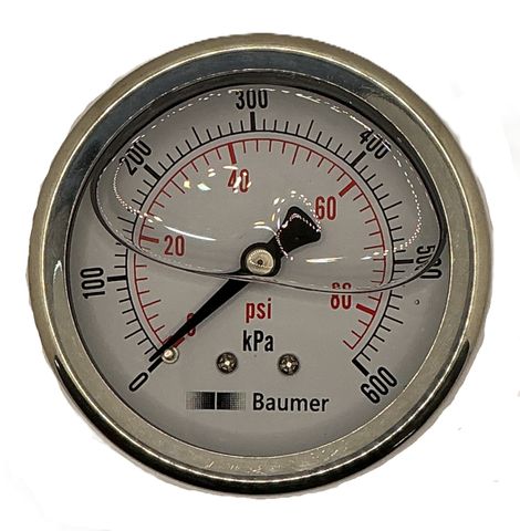 P Gauge 63mm 0-600kPA 100PSI BACK Entry