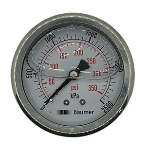P Gauge 63mm 0-2500 kPA 400psi BACK Entry