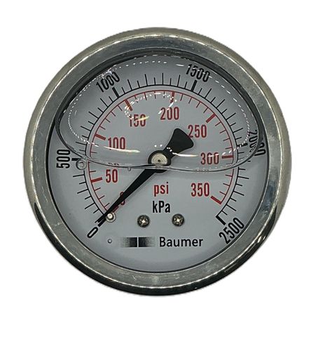 P Gauge 63mm 0-2500 kPA 400psi BACK Entry