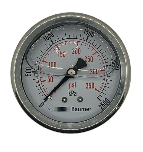 P Gauge 63mm 0-2500 kPA 400psi BACK Entry