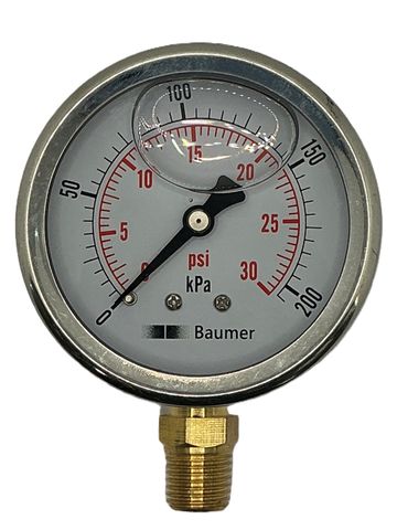 P Gauge 63mm x 200 kPA 0-30psi BOTTOM Entry